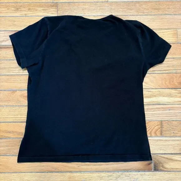 Vintage 2003 Bedazzled Harley Davidson Black Cotton Baby Tee Made in USA Large - Picture 4 of 7